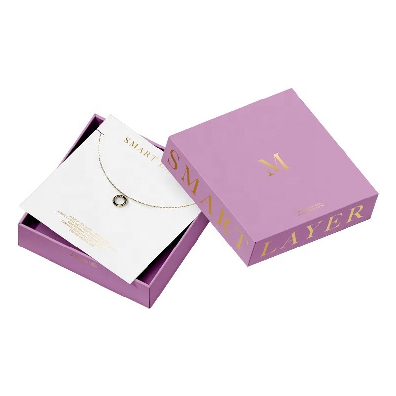 Luxury Jewellery Ring Necklace Rigid Drawer Sliding Gift Packaging Jewelry Box Art Paper High Quality Custom Logo Printed Purple