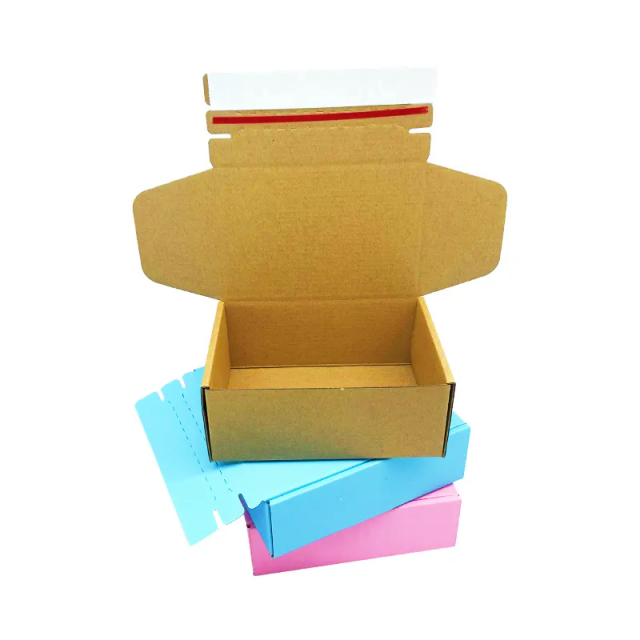 Customized self sealing corrugated mailing packaging paper box recyclable self-adhesive clothing zipper packaging paper box