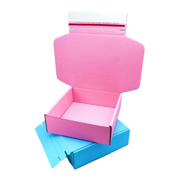 Customized self sealing corrugated mailing packaging paper box recyclable self-adhesive clothing zipper packaging paper box