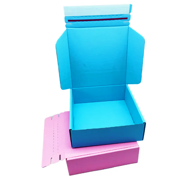 Customized self sealing corrugated mailing packaging paper box recyclable self-adhesive clothing zipper packaging paper box