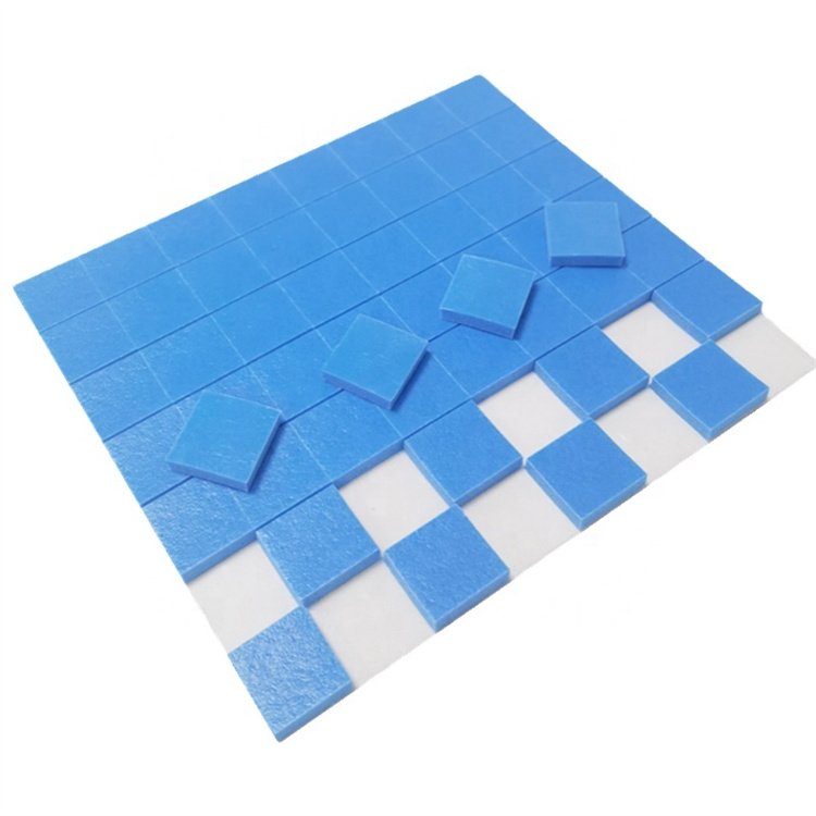 Glass Separator EVA Rubber Pads With Cling Foam 25*25*5MM Blue Rubber +1MM Cling Foam On Sheets Packaging For Protective Glass