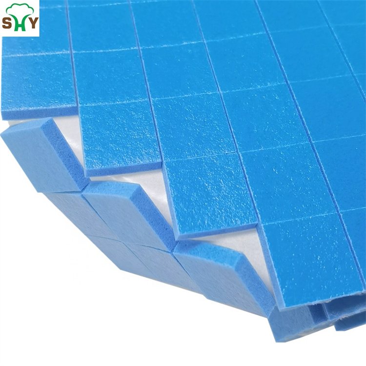 Glass Separator EVA Rubber Pads With Cling Foam 25*25*5MM Blue Rubber +1MM Cling Foam On Sheets Packaging For Protective Glass