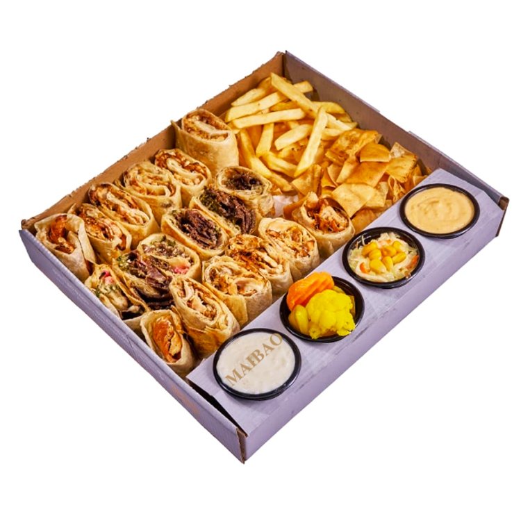 Takeaway food paper lunch box for hot food custom printed shawarma burrito disposable dip box wholesale food packaging boxes