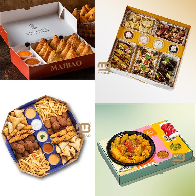 Takeaway food paper lunch box for hot food custom printed shawarma burrito disposable dip box wholesale food packaging boxes