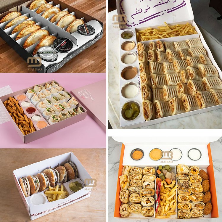 Takeaway food paper lunch box for hot food custom printed shawarma burrito disposable dip box wholesale food packaging boxes