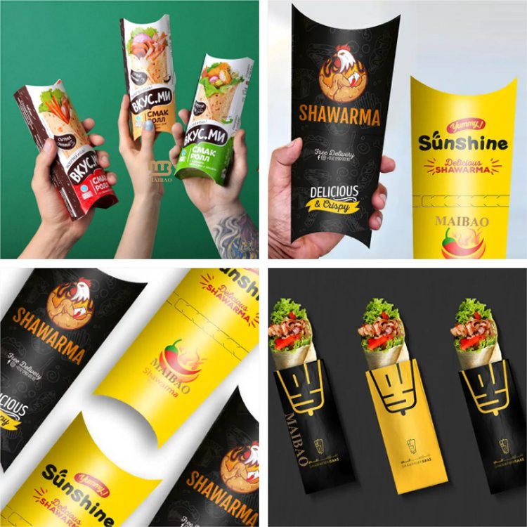 Takeaway food paper lunch box for hot food custom printed shawarma burrito disposable dip box wholesale food packaging boxes