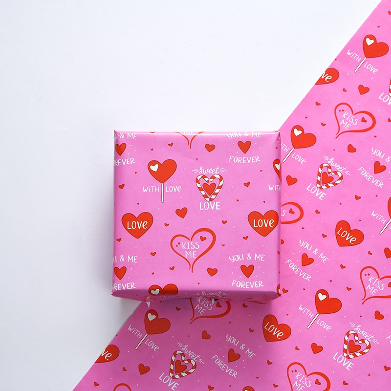 Valentine's Day Wholesale Custom Korean Flower Gift Glitter Printed Bouquet Wrapping Paper Set Packaging Paper