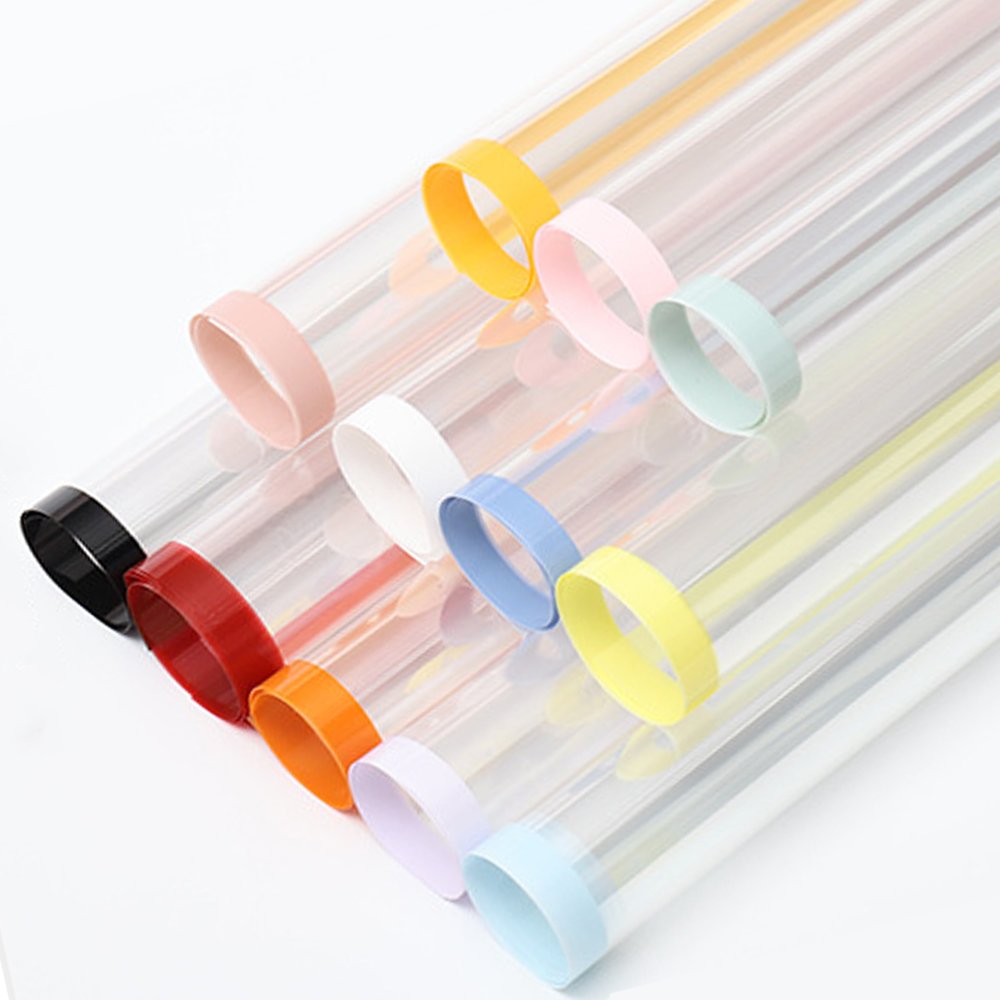Transparent Colored Border Fresh Flower Bouquet Packaging Paper Waterproof Flower Wrapping Material