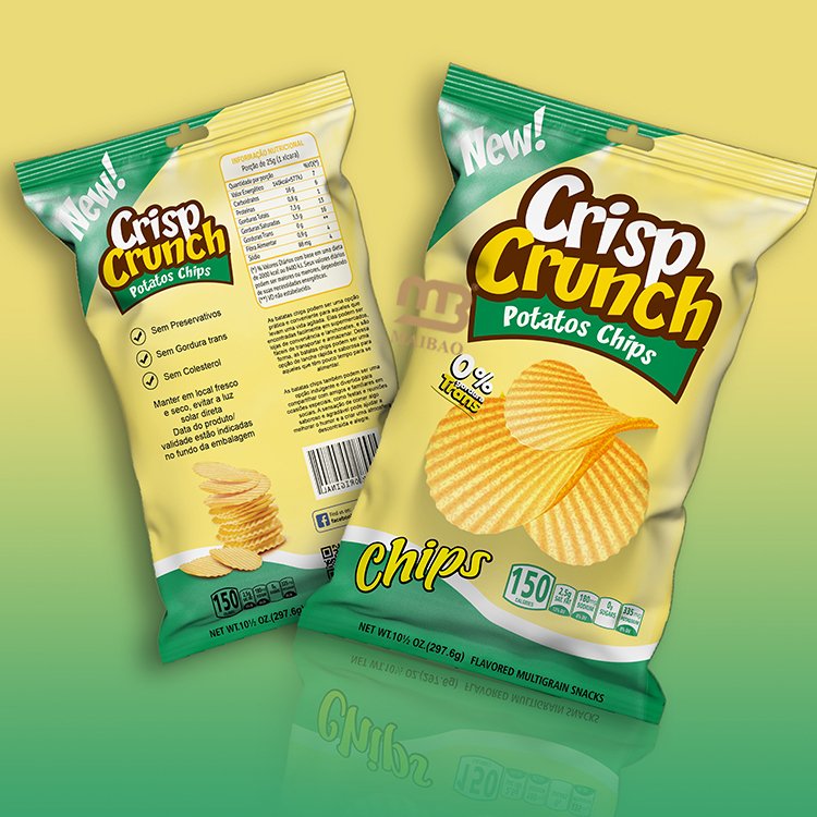 Custom Print Edible Snack Food Packaging Banana Chip Bag Biodegradable Plastic Aluminum Foil Plantain Potato Chip Bags For Food
