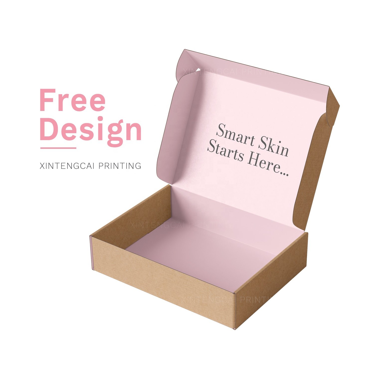 Free Design Peach Color Corrugated Paper Makeup Packaging Box for BB Creams / Liquid Lipstick / False Lashes / Nails / Brushes