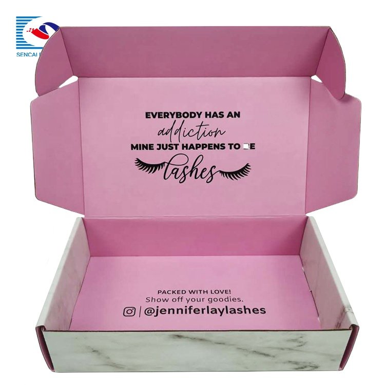 SENCAI Wholesale CMYK Printing Pink Corrugated Paper Sweet Packaging Boxes