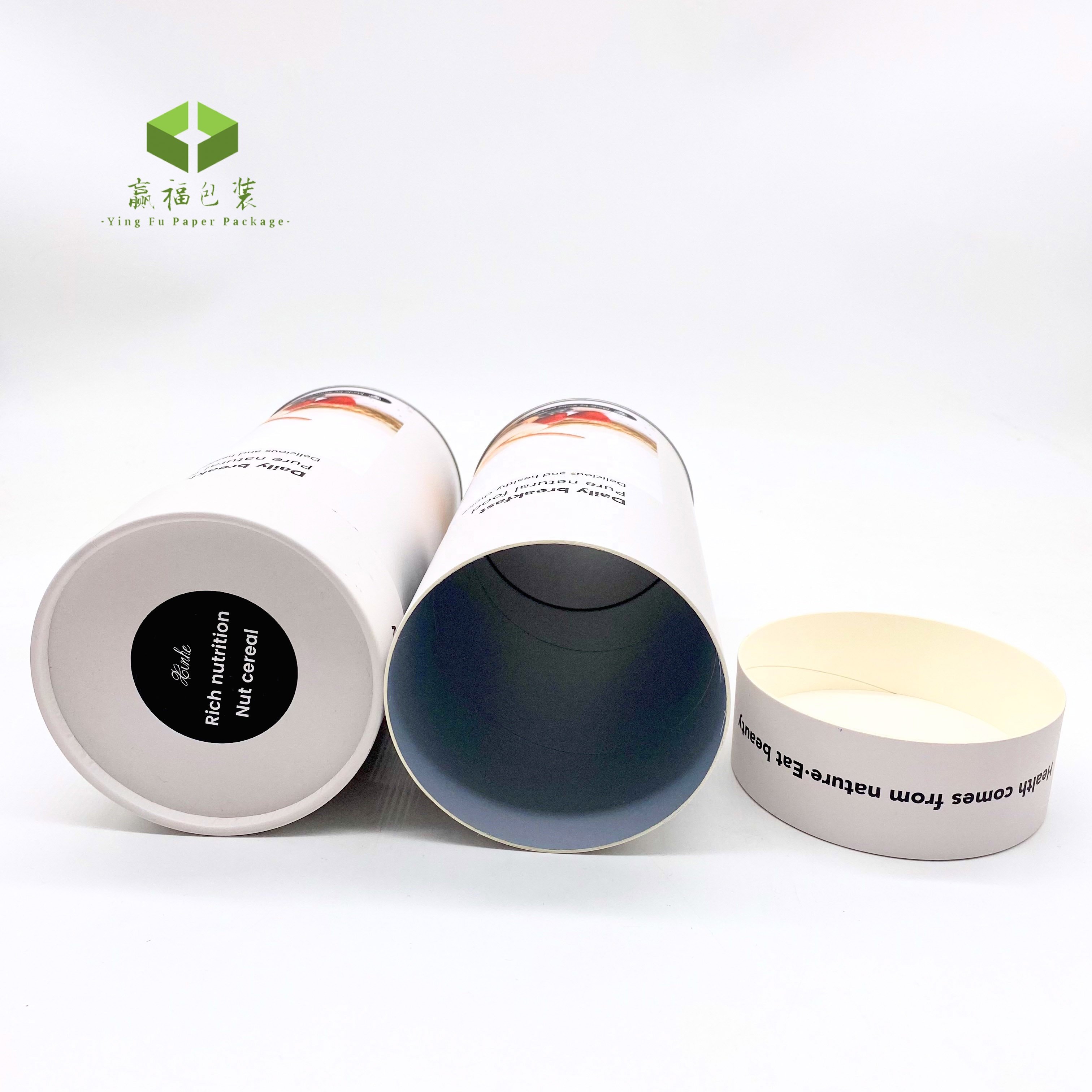 cylinder paper tube with metal iron lid aluminum foil food grade air tube cylinder peel off powder tea loose powder packaging
