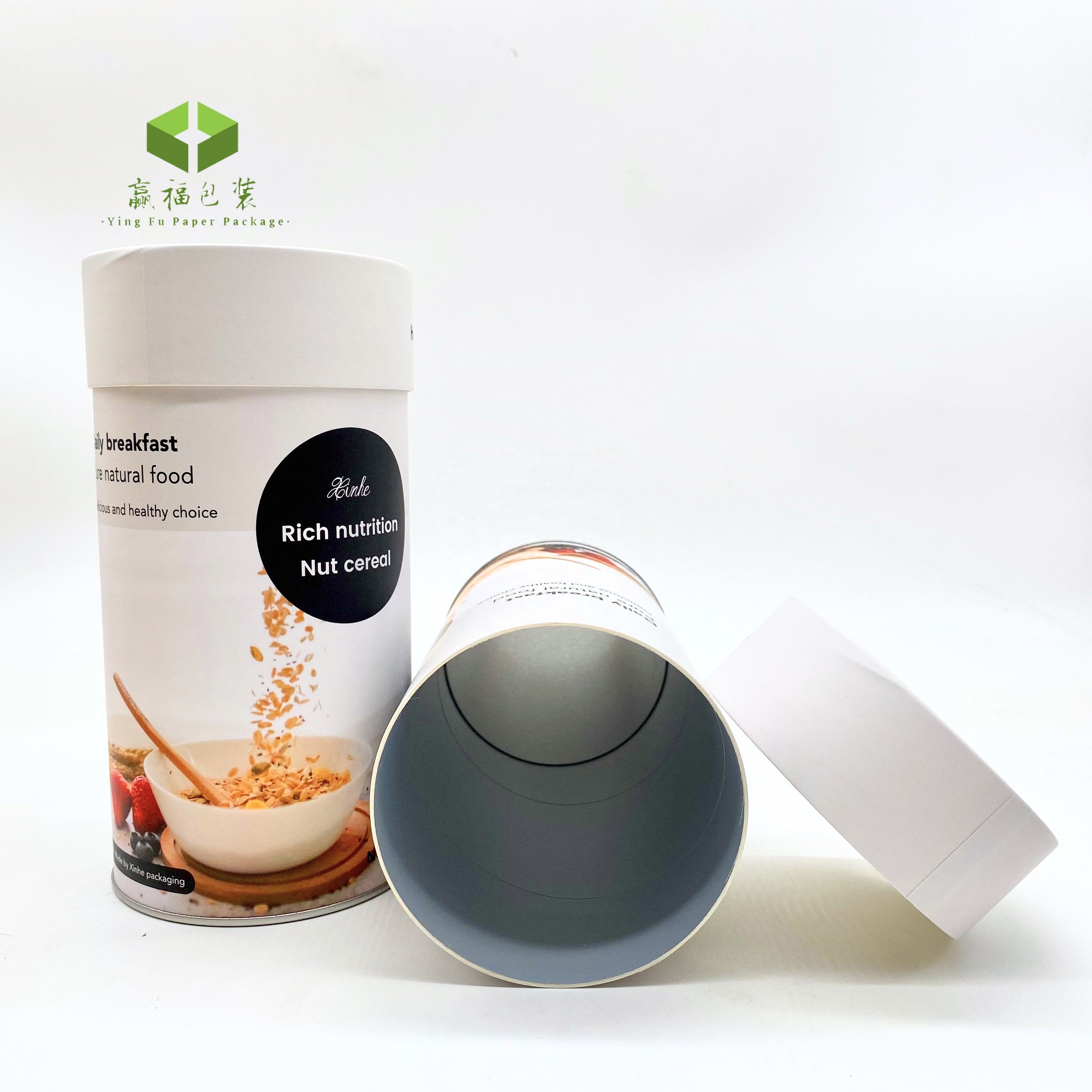 cylinder paper tube with metal iron lid aluminum foil food grade air tube cylinder peel off powder tea loose powder packaging
