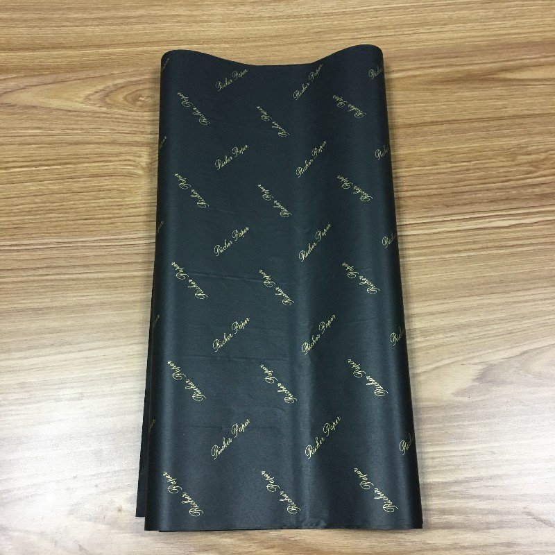 Custom Gloden Logo Black Packaging Paper Tissue Wrapping Paper For Products Packaging Clothes Wrap Tissue Paper Logo Printed