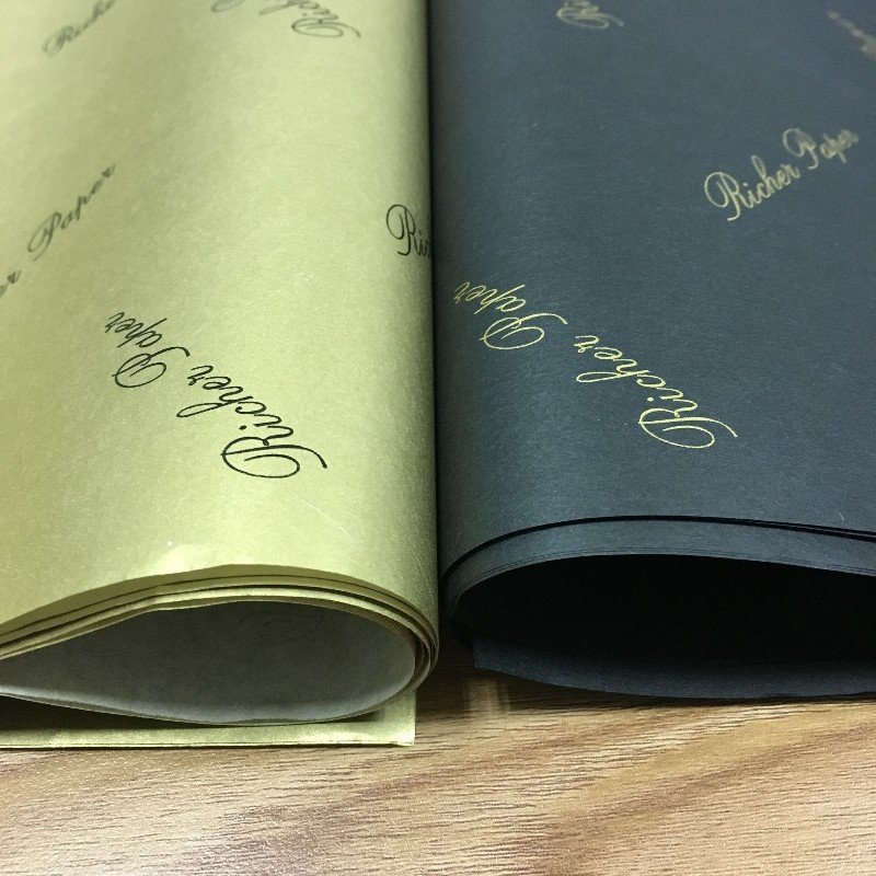 Custom Gloden Logo Black Packaging Paper Tissue Wrapping Paper For Products Packaging Clothes Wrap Tissue Paper Logo Printed