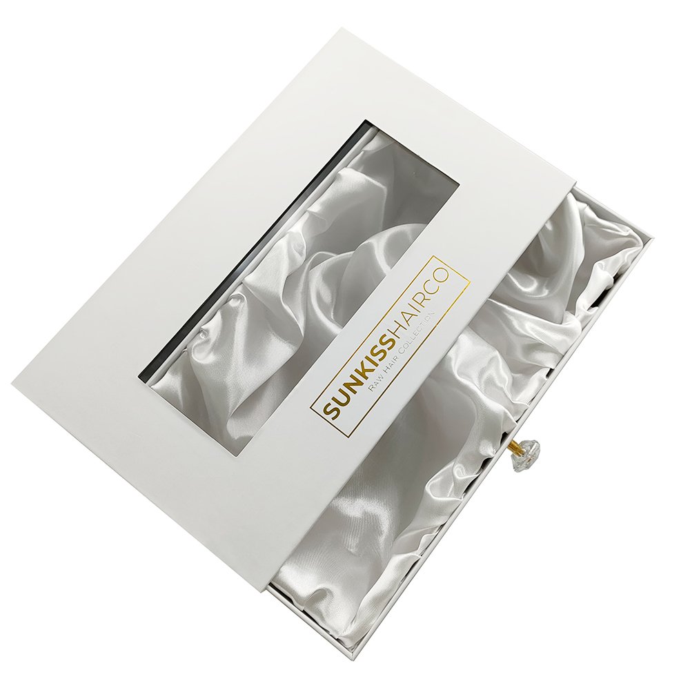 Luxury Drawer Wigs Paper Gift Boxes with Transparent Window Cosmetic Skincare Packaging Boxes Slide out Gift Boxes