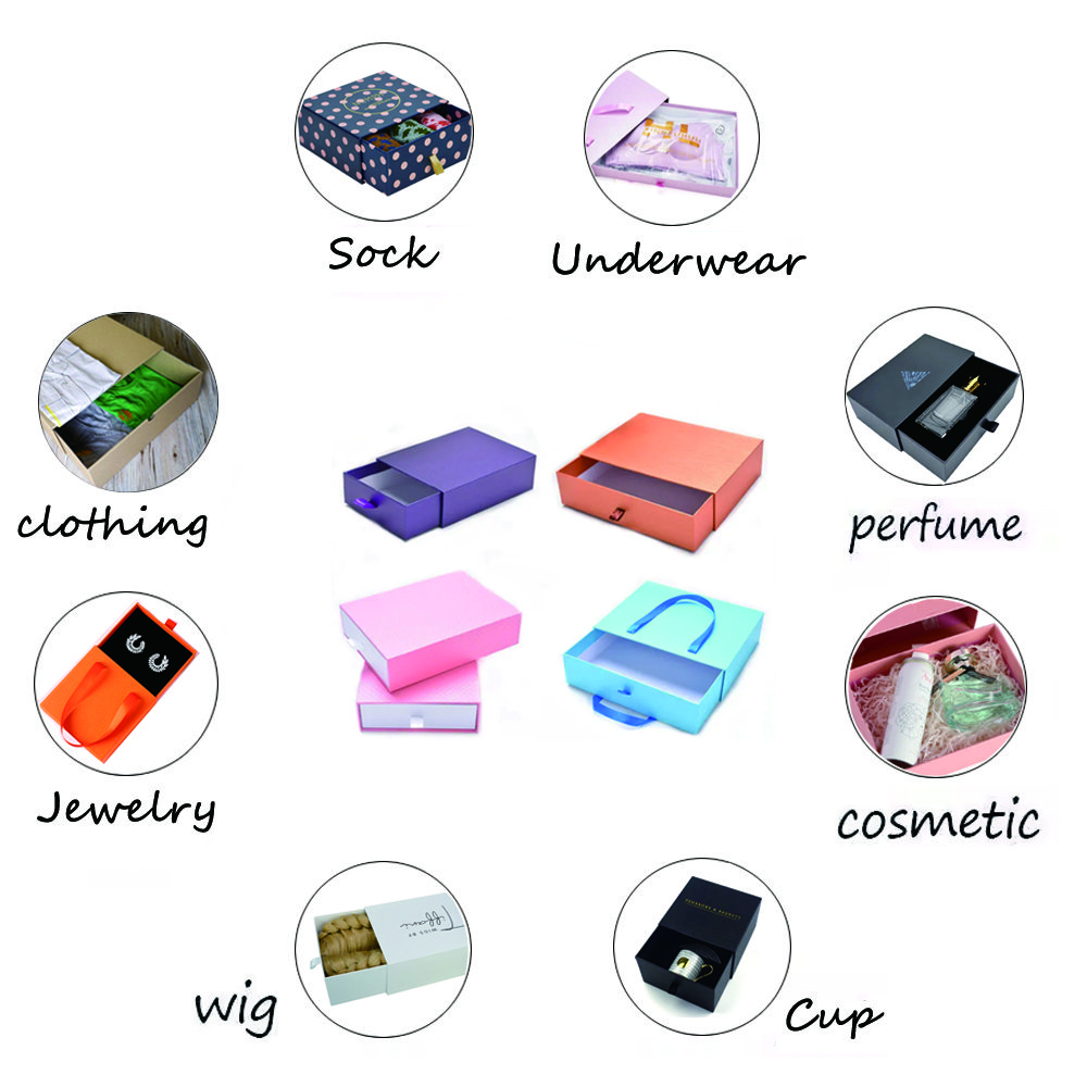 Luxury Drawer Wigs Paper Gift Boxes with Transparent Window Cosmetic Skincare Packaging Boxes Slide out Gift Boxes