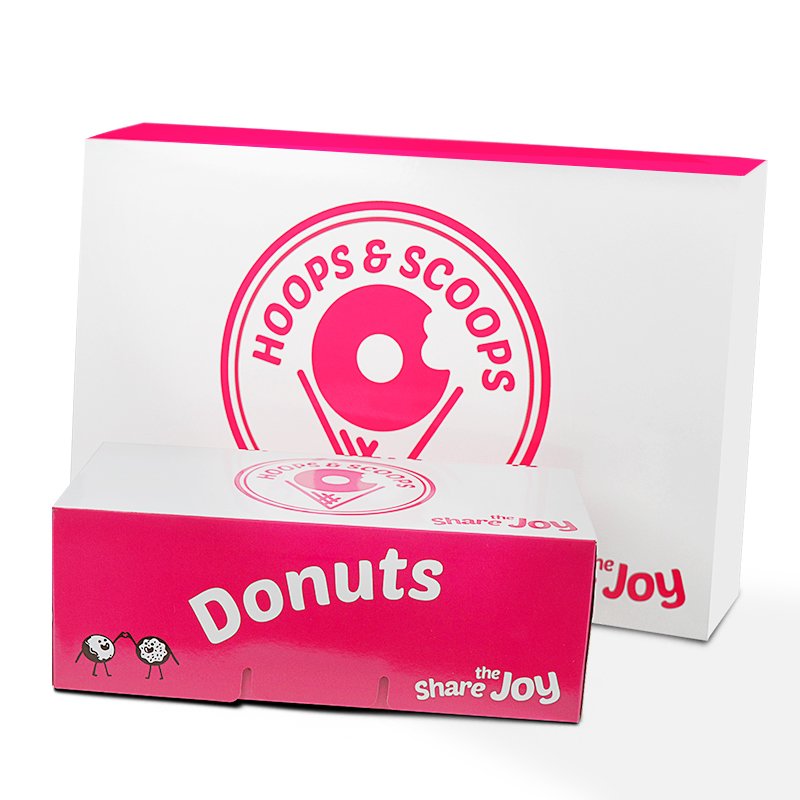 High Quality Custom Logo Biodegradable Materials Donuts Boxes for Takeaway Food Packaging