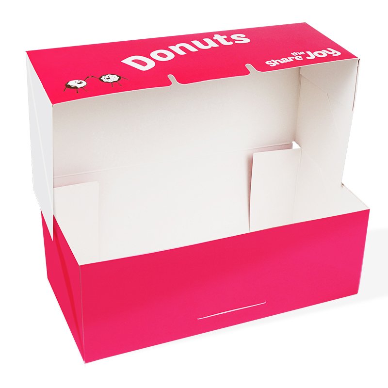 High Quality Custom Logo Biodegradable Materials Donuts Boxes for Takeaway Food Packaging