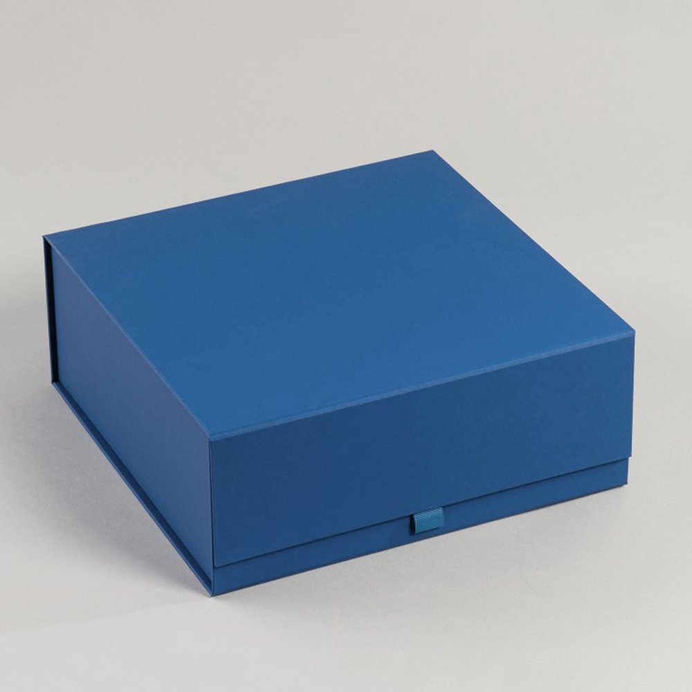 Custom Logo Blue Rigid Grey Board Cardboard Packaging Paper Gift Box With Magnet Flip Closure