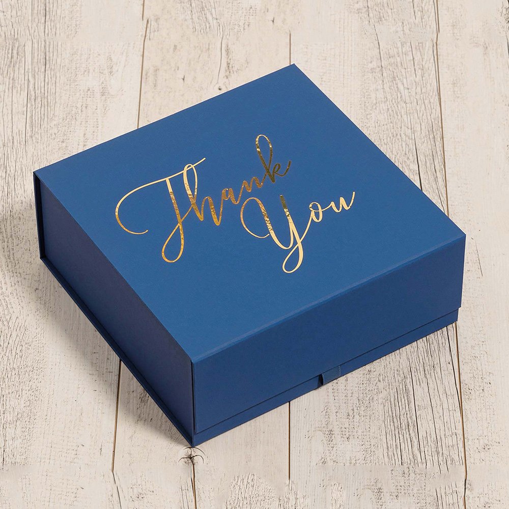 Custom Logo Blue Rigid Grey Board Cardboard Packaging Paper Gift Box With Magnet Flip Closure