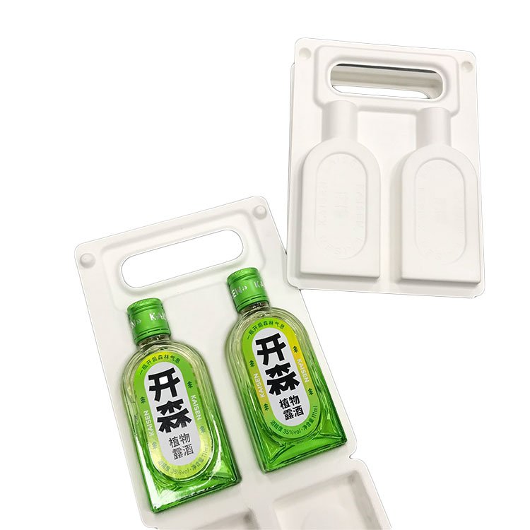 Eco Friendly Custom Packaging Tray Biodegradable Compostable wine bottle Tray
