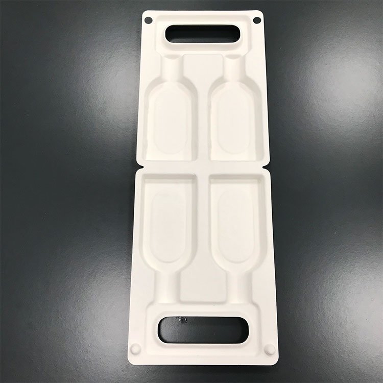 Eco Friendly Custom Packaging Tray Biodegradable Compostable wine bottle Tray