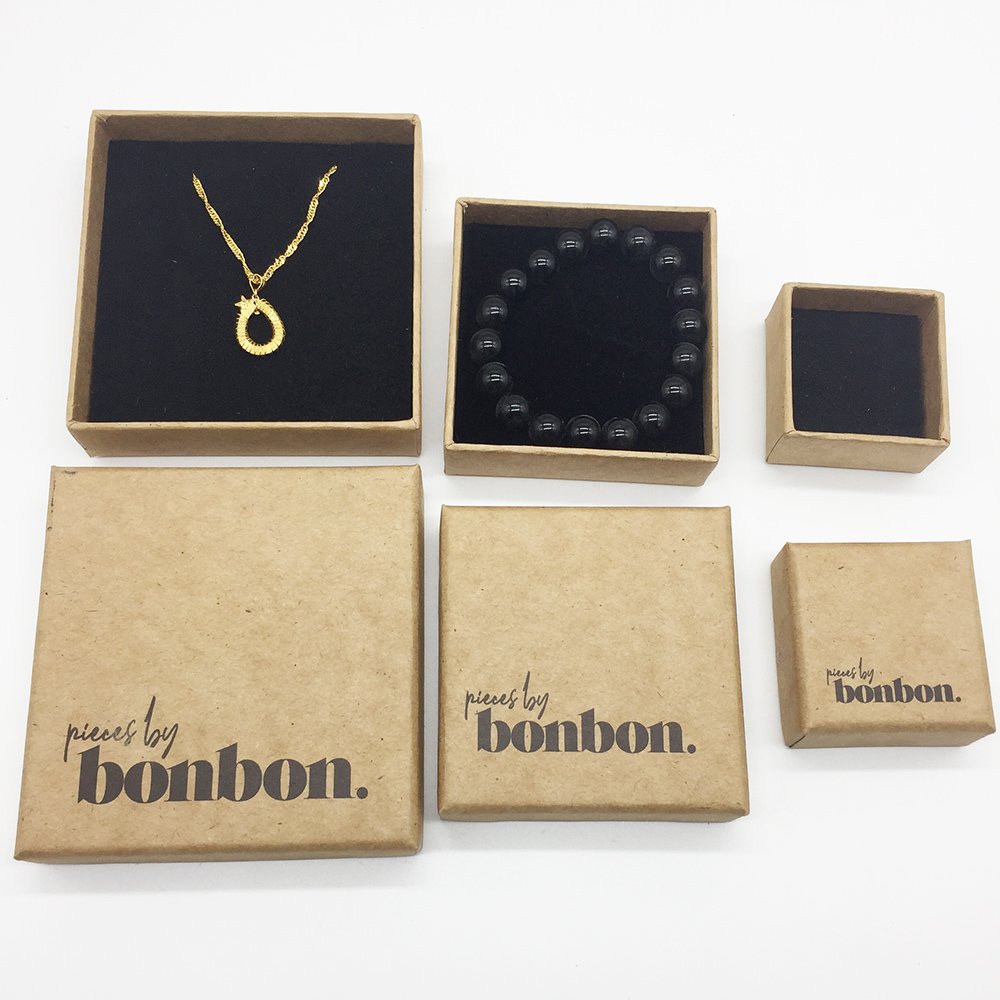 custom necklace jewelry boxes with logo cardboard pull out brown kraft paper jewelry set packaging box