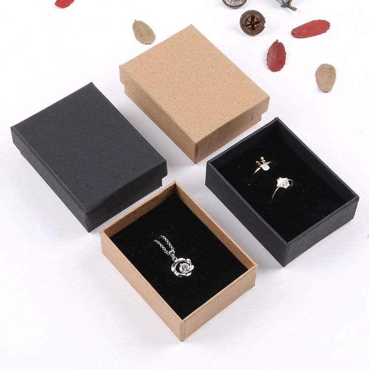 custom necklace jewelry boxes with logo cardboard pull out brown kraft paper jewelry set packaging box