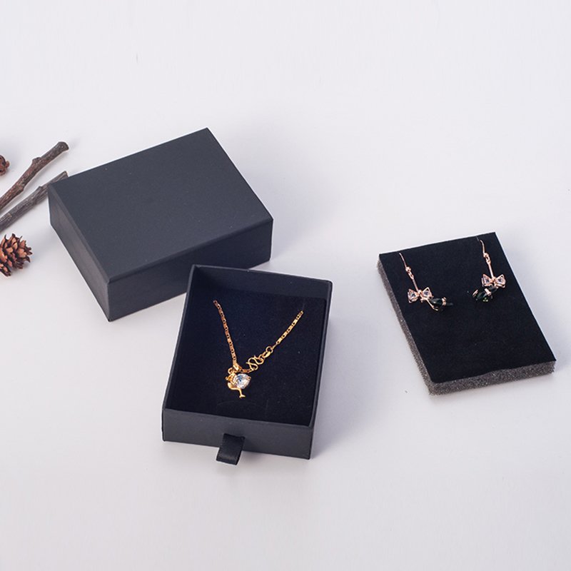 custom necklace jewelry boxes with logo cardboard pull out brown kraft paper jewelry set packaging box