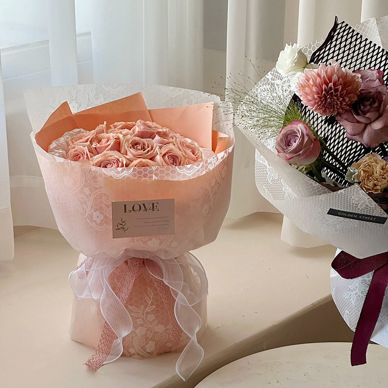 Pure Lace Flower Packaging Paper Waterproof Matte Film Korean Wrapping Paper for Valentine'S Day Party Wedding Bridal Shower