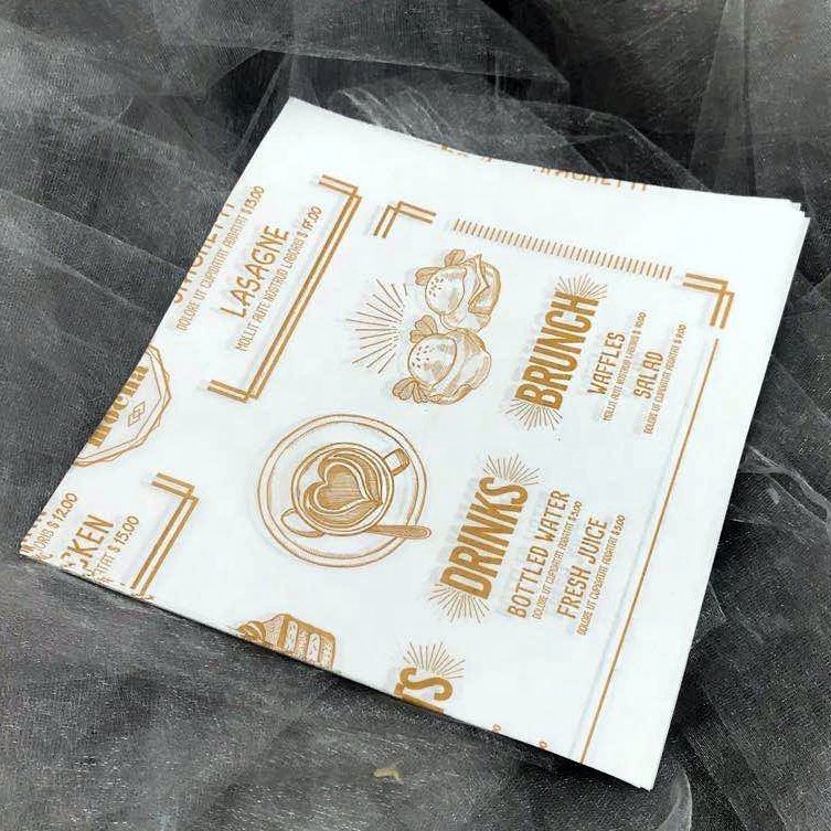 Wholesale custom logo printed food grade grease proof sandwich paper and baking paper sheets Hot sale burger wrapping paper foil