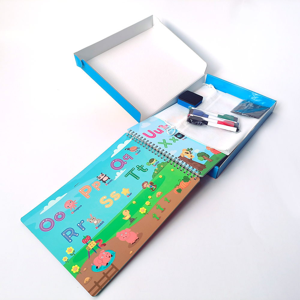 New preschool activity busy book for kids early education drawing book with erasable pens paper packaging box