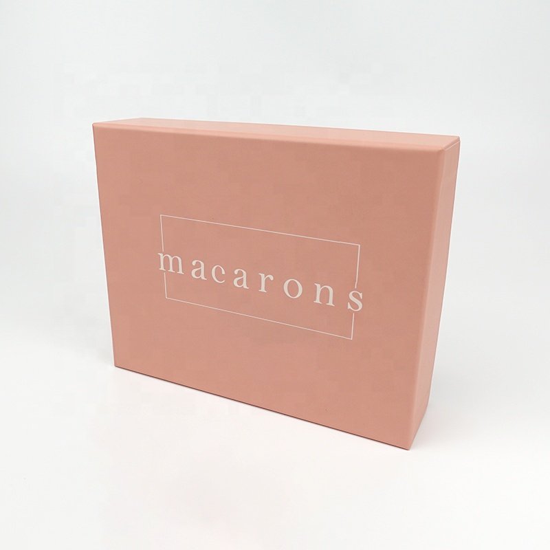 12 Macaron Chocolate Cookie Pink Gift Box Packaging Cardboard Paper with plastic insert clamshell