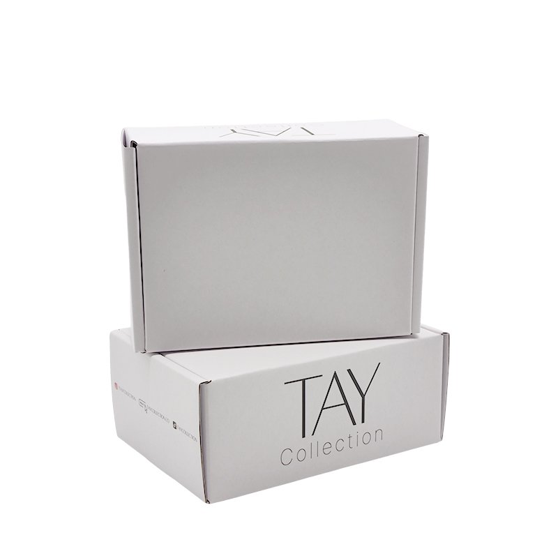 Custom white shipping mailing cardboard carton corrugated packaging boxes laminate white matte mailer box