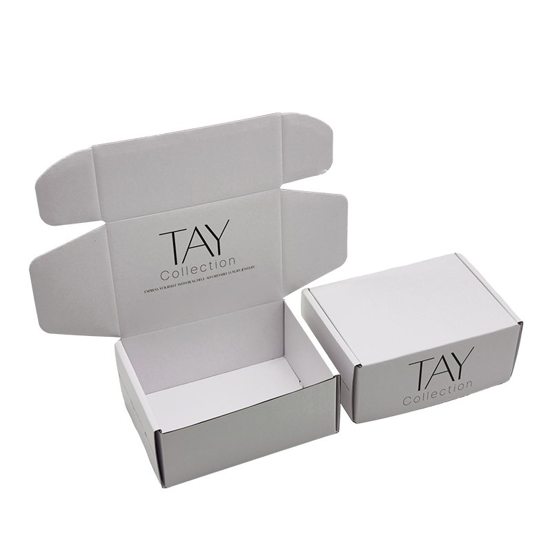 Custom white shipping mailing cardboard carton corrugated packaging boxes laminate white matte mailer box