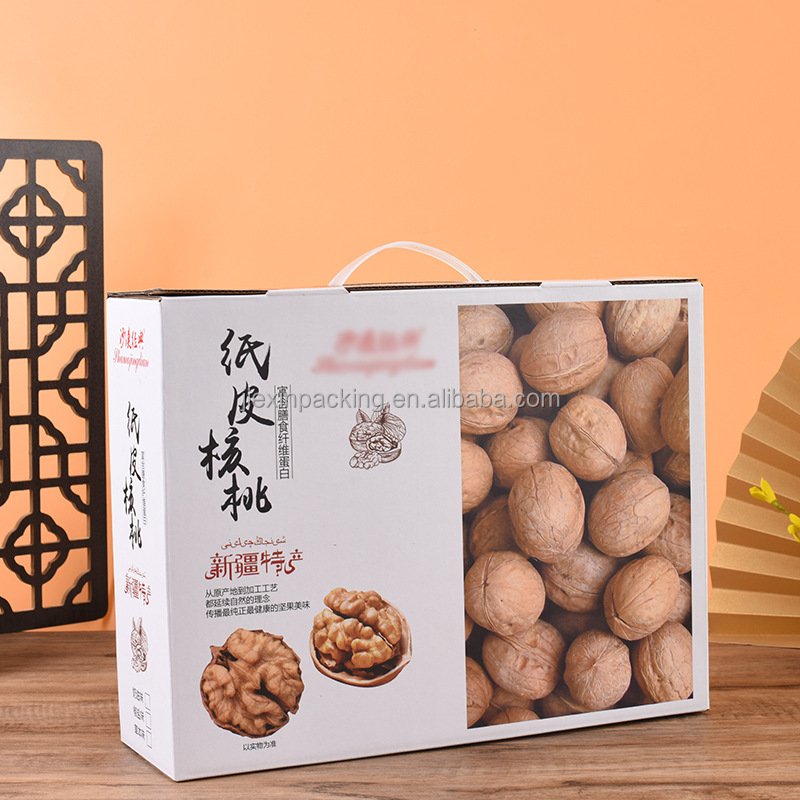Recyclable Custom with Windows Paper Box with Your Own Logo Dry Fruits Nuts Food Wedding Candy Snack Packaging Box