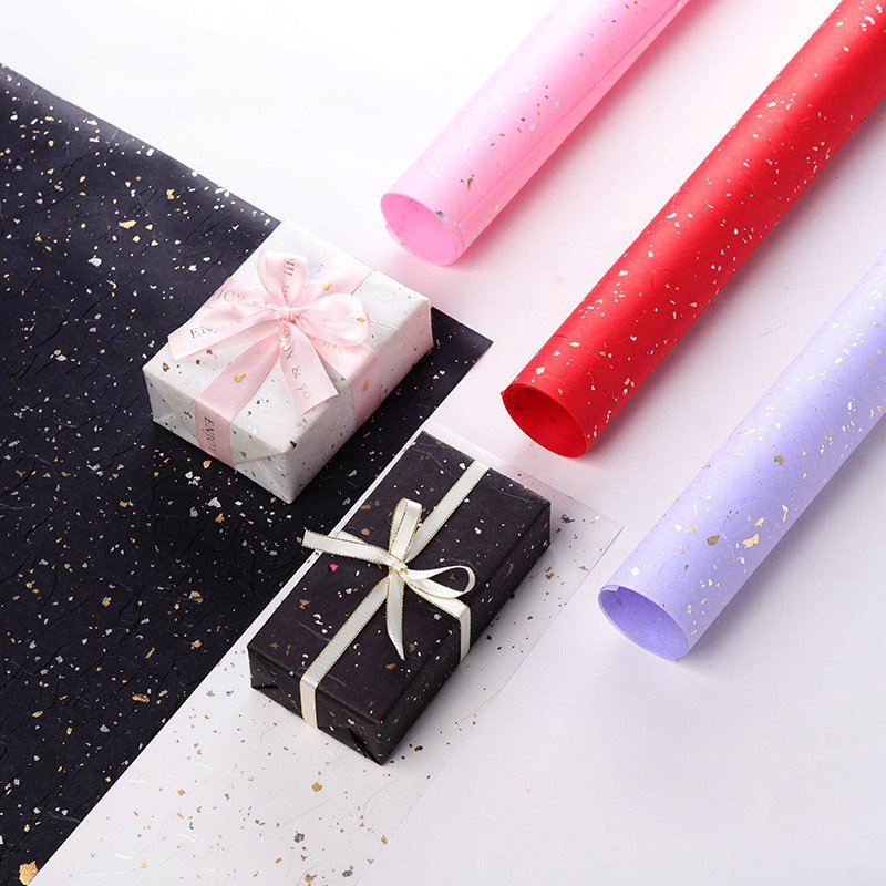 60*60CM gold Shiny Wrapping Paper Craft Paper Floral waterproof Christmas design china wholesale wrapping paper gift packaging