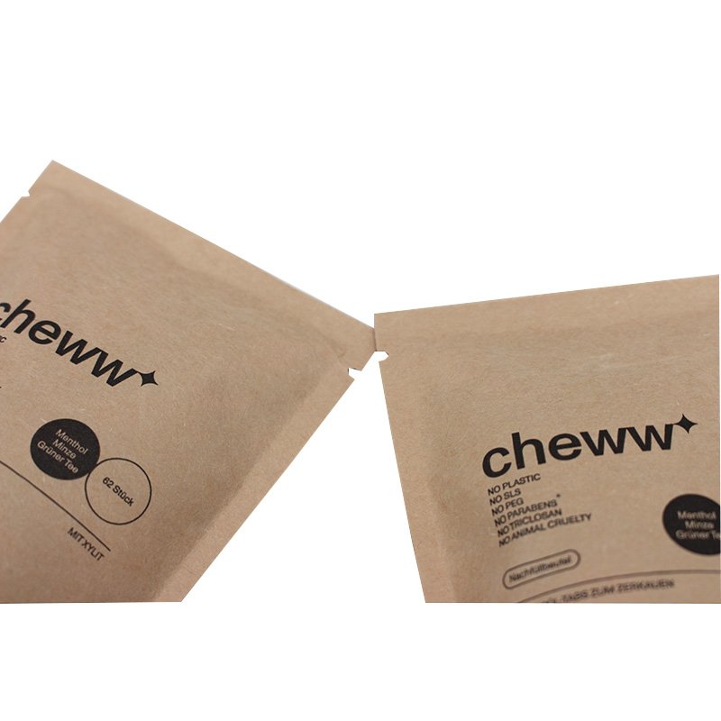 Eco-Friendly Free Sample Biodegradable Brown Kraft Paper Bag Stand Up Ziplock Pouch