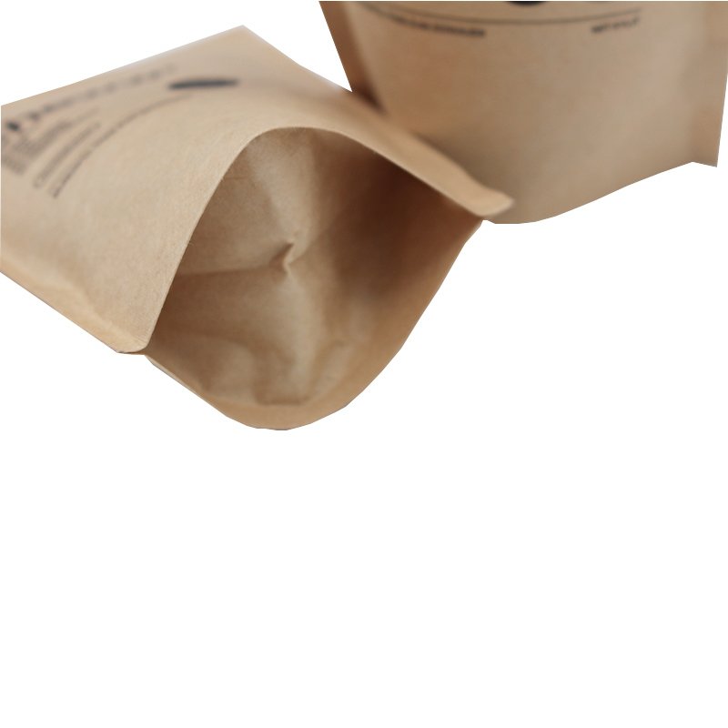 Eco-Friendly Free Sample Biodegradable Brown Kraft Paper Bag Stand Up Ziplock Pouch