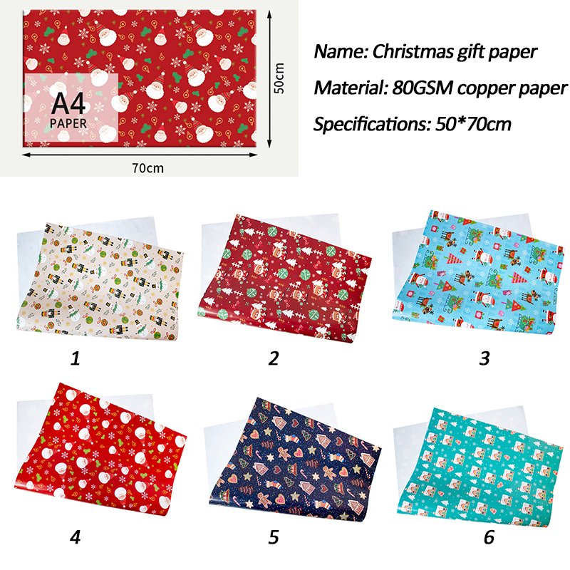 50x70cm Merry Christmas Gift Wrapping Paper New year Artware Packing Package Paper Christmas Paper