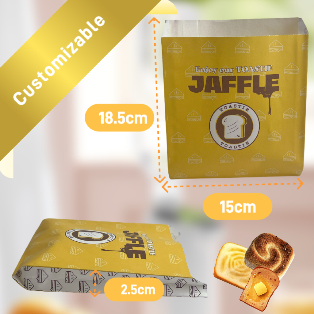 Custom Greraseproof Paper Bag Food Wax Lined Pastry Bread Baked Toast Bag Printed Bakery Snack Food Packaging Bag Printed Logo