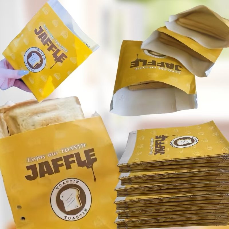 Custom Greraseproof Paper Bag Food Wax Lined Pastry Bread Baked Toast Bag Printed Bakery Snack Food Packaging Bag Printed Logo