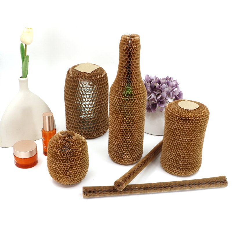 Degradable Honeycomb Kraft Wrapping Paper Sleeve Wine Glass Bottle Cushioning Protection Honeycomb Packing Paper Sleeve
