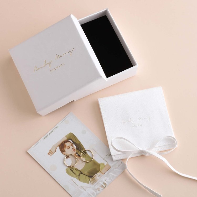 Small square bracelet earrings ring packaging jewellery cardboard boxes with lids and jewelry pouch