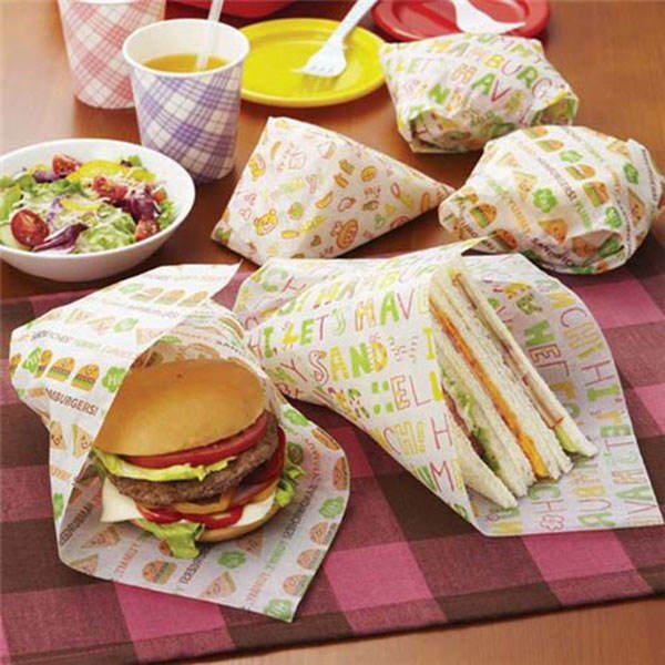 Beigu Mirco-Pak Printed Burger Packaging Wax Coated Kraft Paper For Food Burger Patty Food Wrapping Food Grade Wax Paper