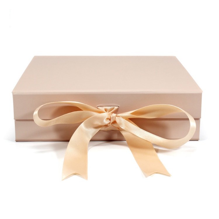Magnet Gift Packaging Rigid Magnetic Foldable Cardboard Box Custom Logo With Ribbon