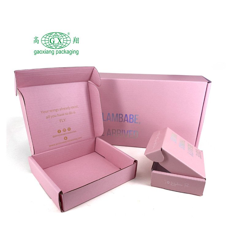 Factory custom Pink Corrugated Shipping Box for Makeup Brush Paper Mailer Packaging Box for Cosmetics