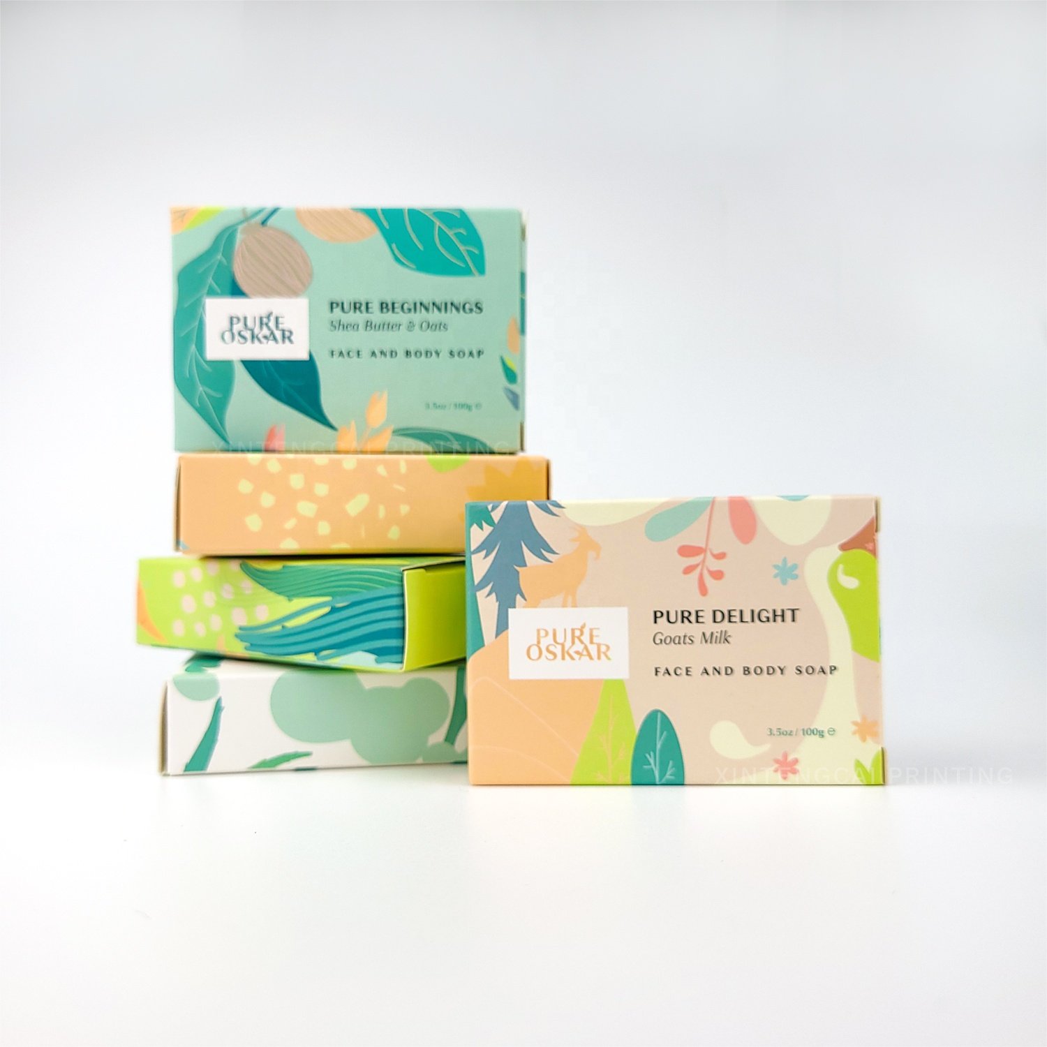 Full Colors Custom Printing Recycled Small Handmade Soap Art Paper box Packaging Wholesale