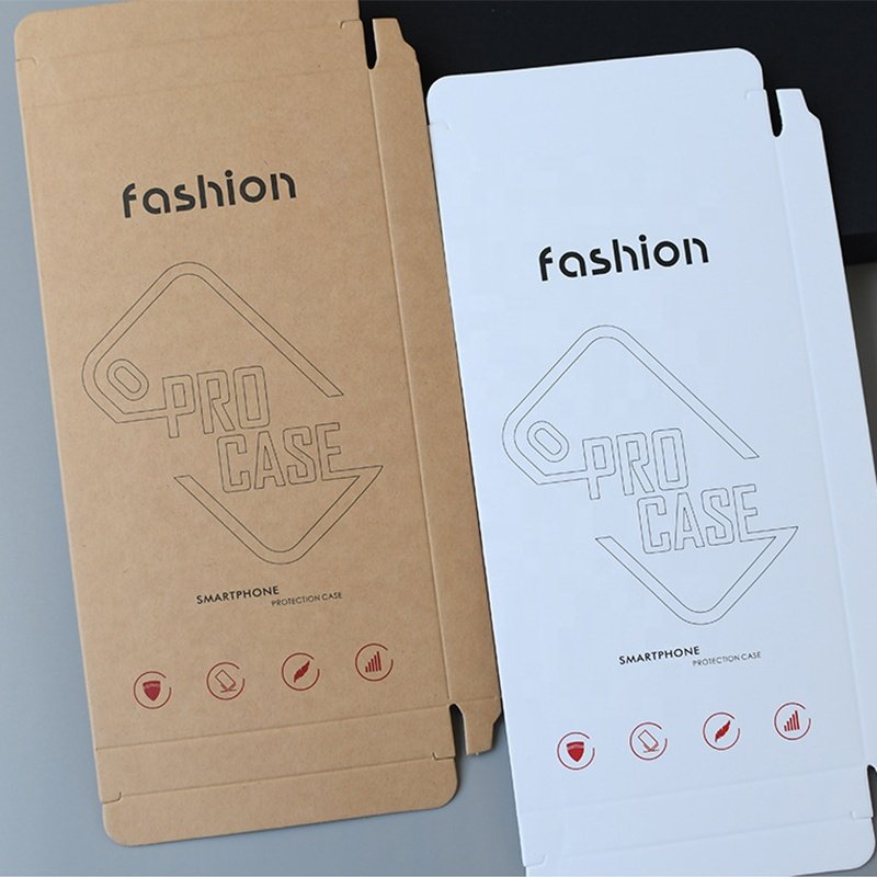 Electronic product accessories packaging box mobile phone case screen film white card paper packing with hook and plastic insert